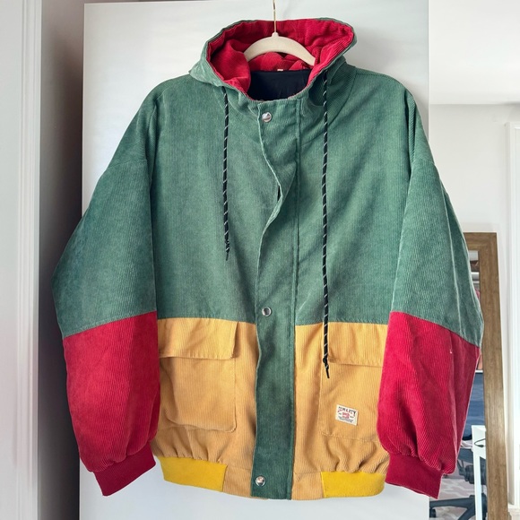 Other - RETRO UNISEX 90s HIP HOP CORDUROY COLORBLOCK WINDBREAKER JACKET